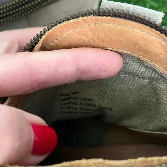 Matiko Tan Suede Western Inspired Short Boots - Size 10 with Straps - Picture 4 of 8